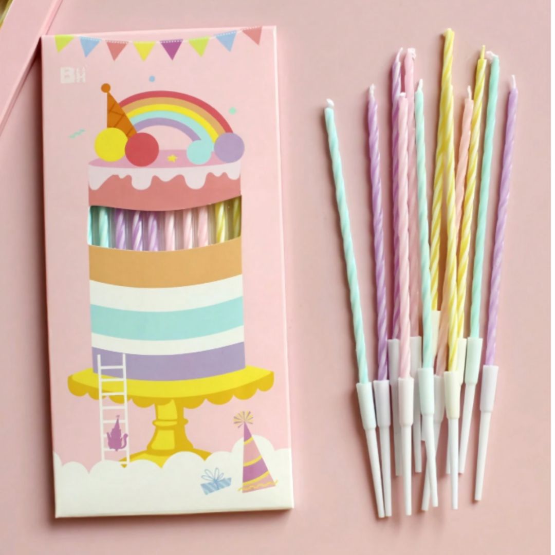 Velas Rectas Color Pastel 12 pzas