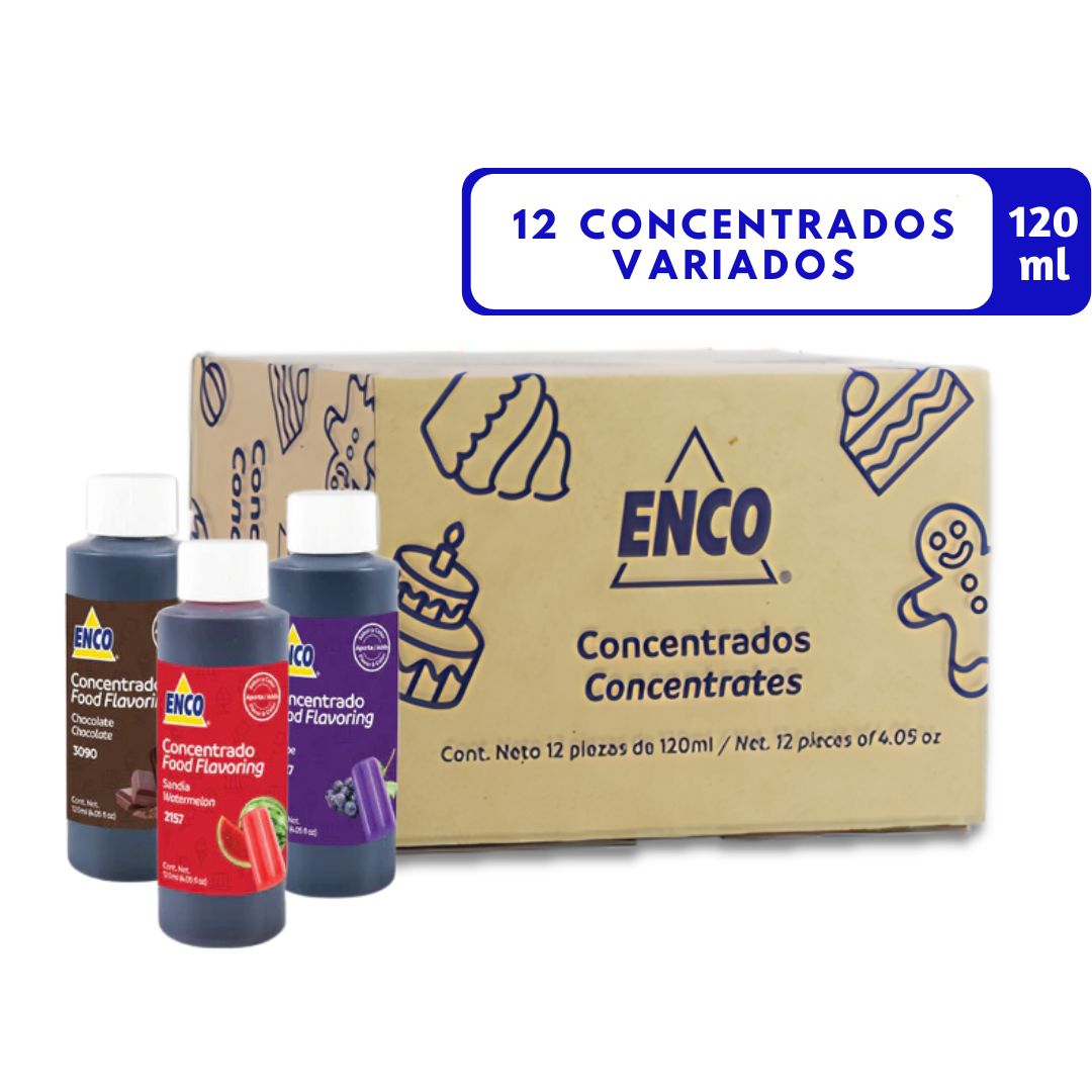 Enco Kit 12 Concentrados Sabores Varios, 120ml.