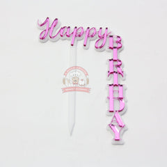 Cake Topper Acrilico "Happy Birthday" Vertical