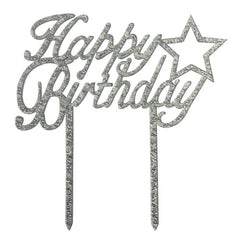Cake Topper "Happy Birthday" Estrella Blanca