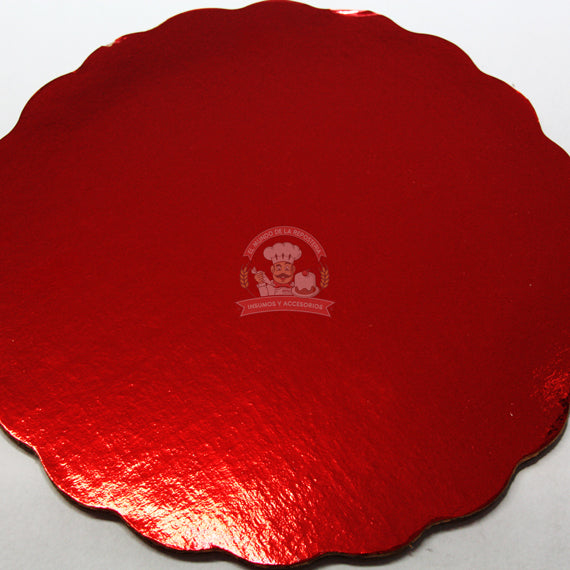 Base De Carton Redonda Color Roja 32Cm