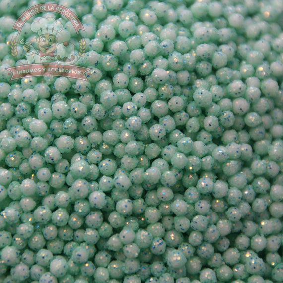 Perla Diamantada Baby Color Holograma Verde Menta 100Gr