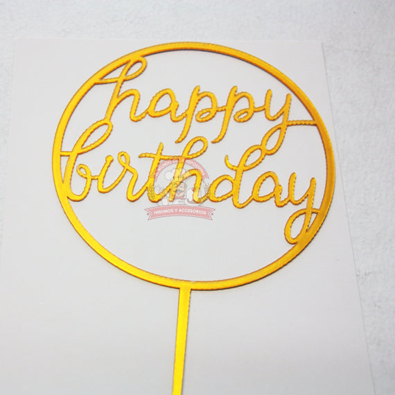 Cake Topper Happy Birthday Cuadrado Decorativo