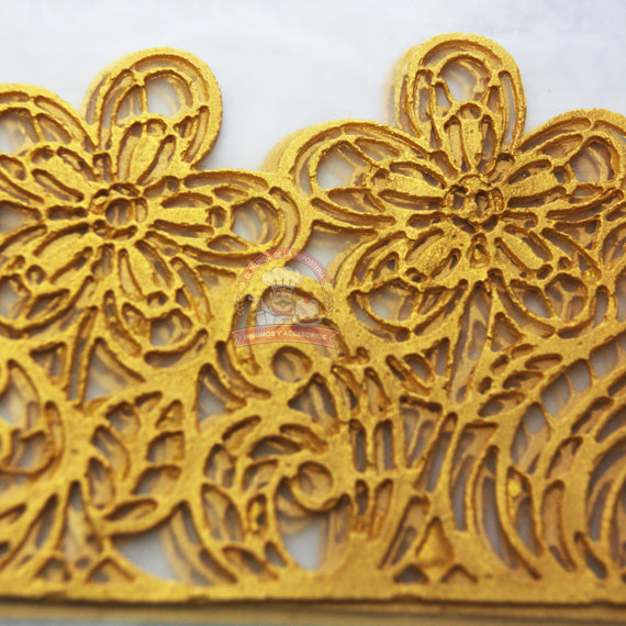 Encaje Color Oro Cenefa Primavera (3 Piezas) 37X8Cm