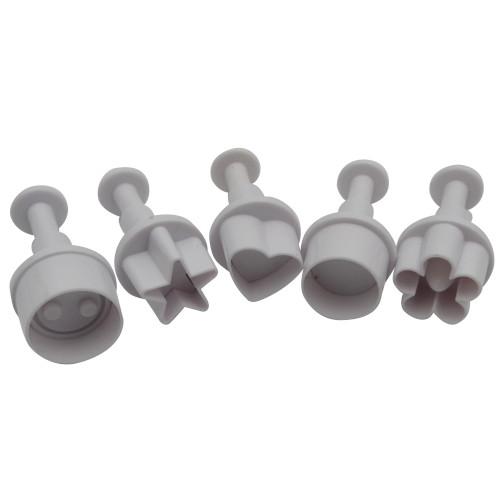 Juego Cortador Eyector Corazon Flor Boton 5 Piezas