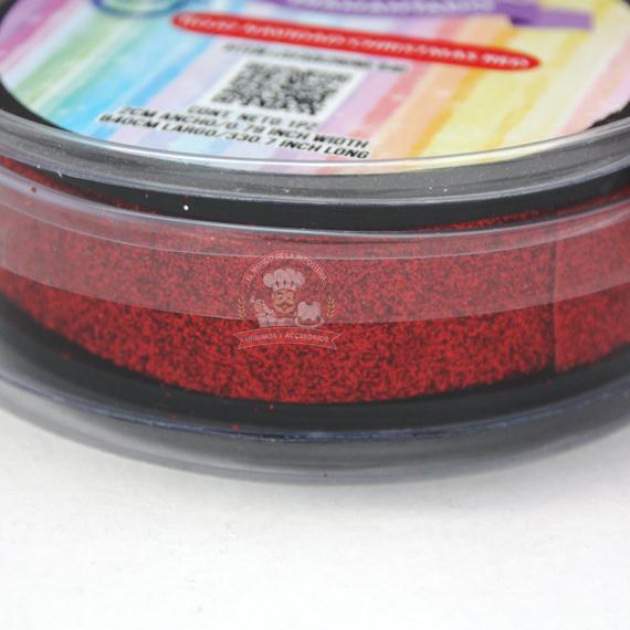 Liston Fantasia Diamantado Color Rojo Navidad Ancho: 2Cm Largo: 840Cm