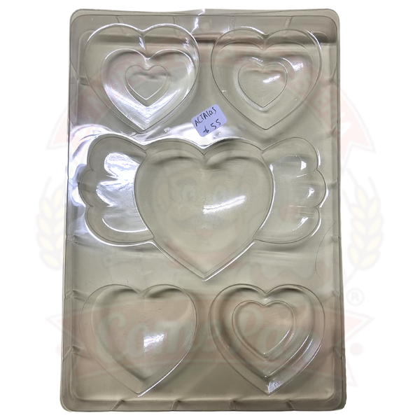 Molde Acetato Corazon Con Alas 5 Cavidades