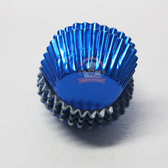 Capacillo Mini #4 Azul Metalizado, 100 Piezas