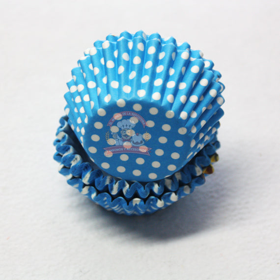 Capacillo Mini #4 Azul Puntos Blanco, 100 Piezas