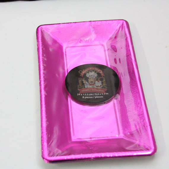 Charola Carton Morado Metal 24x13cm, 8 Piezas