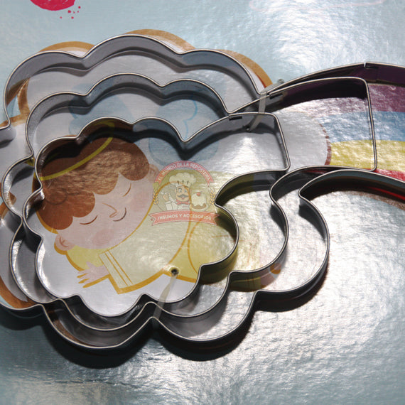 Juego Cortador Acero Inoxidable Nube Arcoiris 10cm, 3 Piezas
