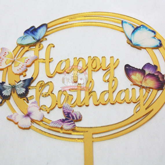 Cake Topper Happy Birthday Flores 102
