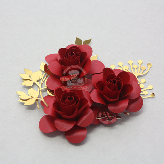 Paquete 3 Flores 8cm Material Cake Topper