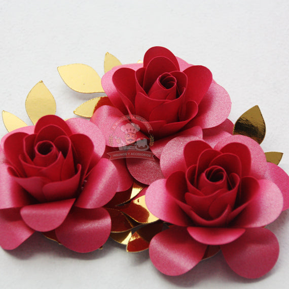 Paquete 3 Flores 8cm Material Cake Topper