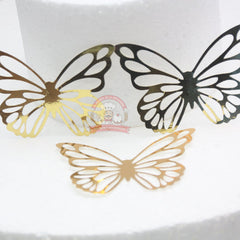 Mariposa Decorativa De Cake Topper Color Doradas/Platas Grandes