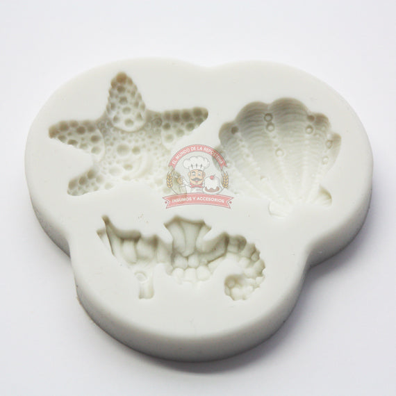 Molde Silicon Animalitos Del Mar (Caballito, Concha, Estrella)