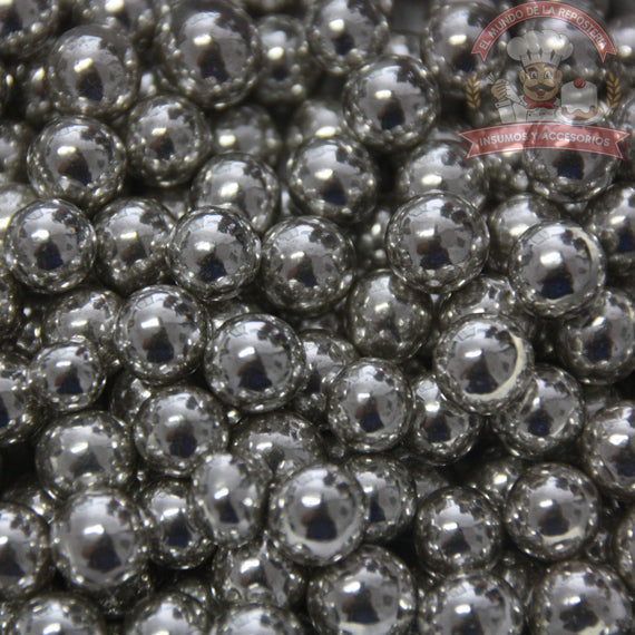 Perlas Plateadas Cromadas Grandes 50 Gr