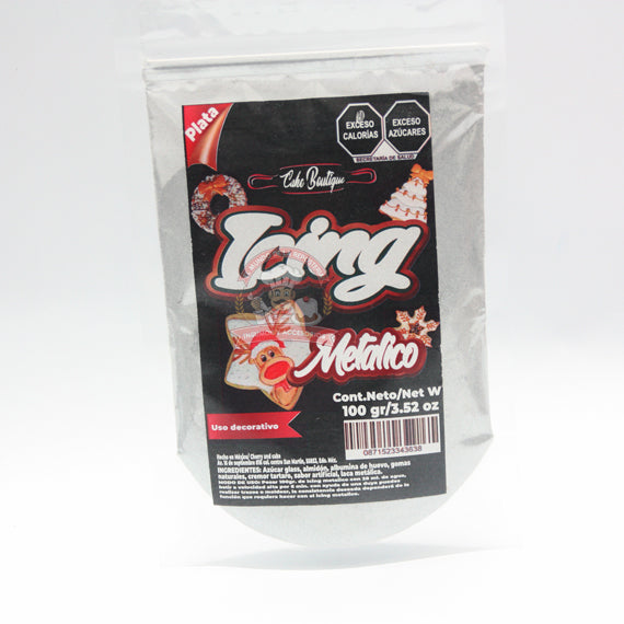 Icing Metalico Color Plata 100gr